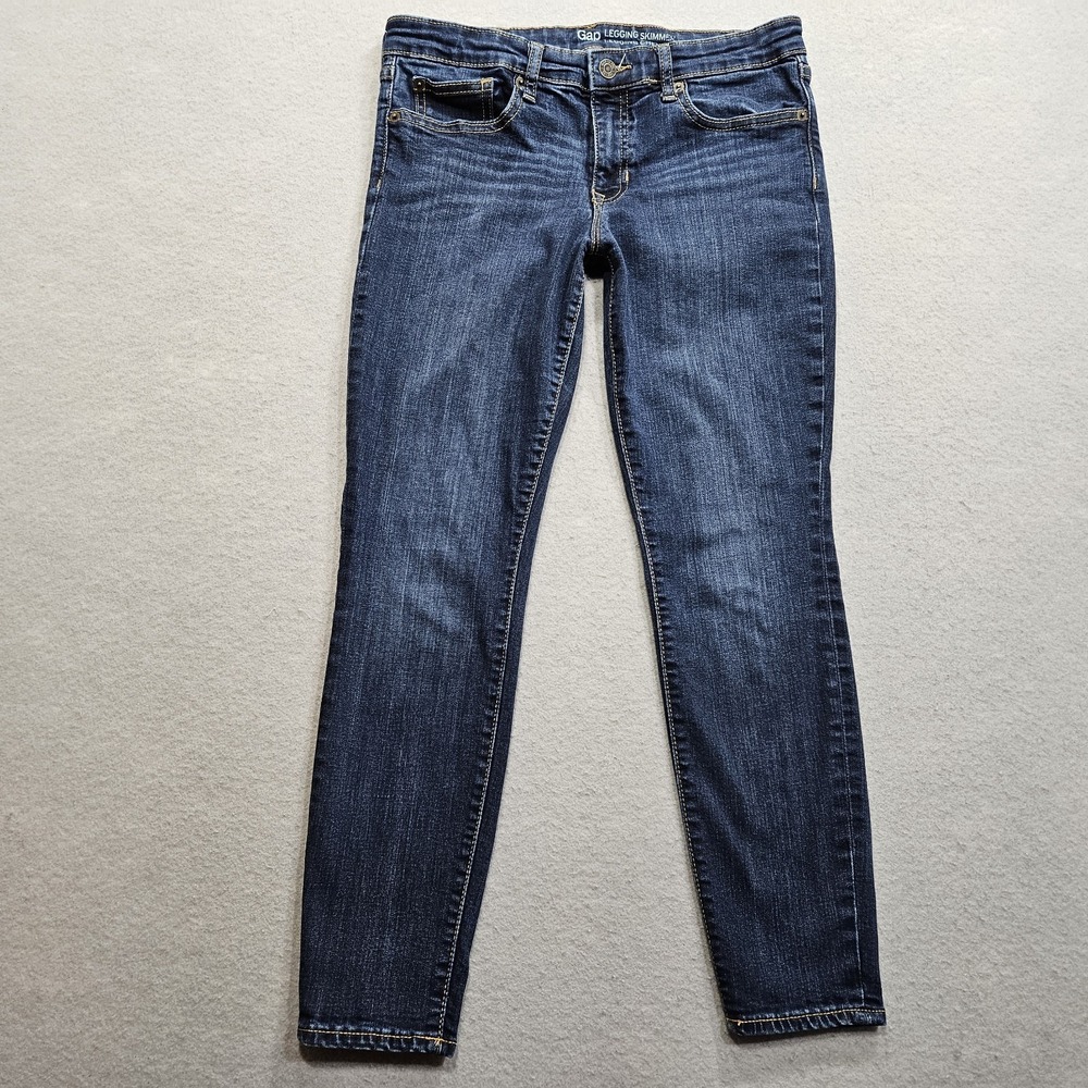 Gap Legging Skimmer Jeans Womens 8 30x26 Blue Dark Wash Low Rise Stretch Ankle